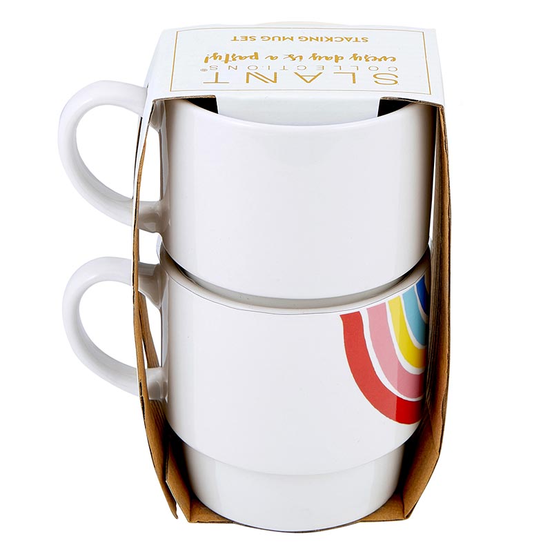 Set of 2 Rainbow Stacking Mugs