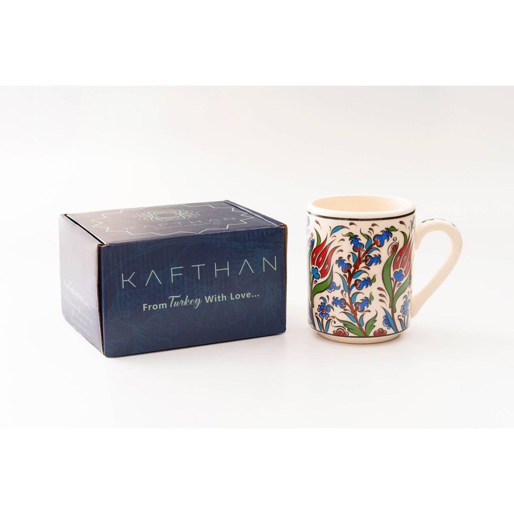 Set of 4 Handmade Turkish Ceramic Botanical Mugs - 9 Styles Available