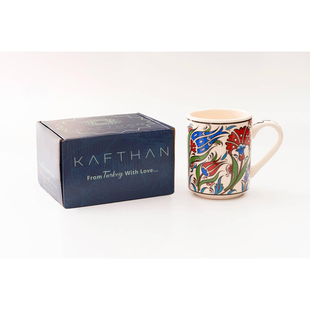 Set of 4 Handmade Turkish Ceramic Botanical Mugs - 9 Styles Available