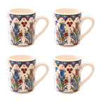 Set of 4 Handmade Turkish Ceramic Botanical Mugs - 9 Styles Available