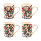 Set of 4 Handmade Turkish Ceramic Botanical Mugs - 9 Styles Available