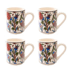 Set of 4 Handmade Turkish Ceramic Botanical Mugs - 9 Styles Available