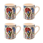 Set of 4 Handmade Turkish Ceramic Botanical Mugs - 9 Styles Available
