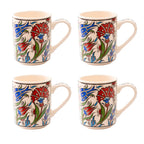 Set of 4 Handmade Turkish Ceramic Botanical Mugs - 9 Styles Available