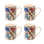 Set of 4 Handmade Turkish Ceramic Botanical Mugs - 9 Styles Available