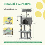 Multi-Cat Climbing Tower With Condo, Hammock, Scratch-Post