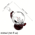 Decanter Globe Set With 2 Etched Glasses