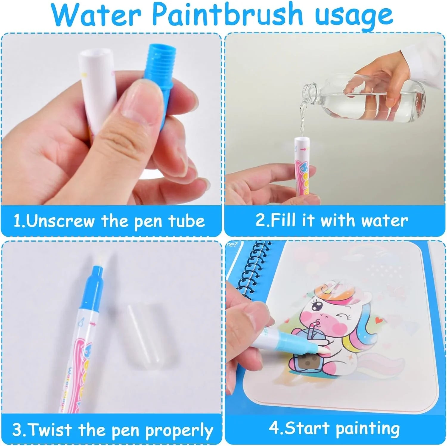 1pc Children's Reusable Water Drawing Book | Mess-Free Magic Coloring Pad