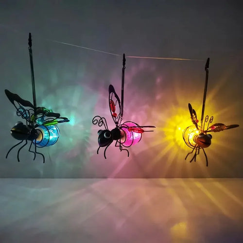 5PCS Solar-Powered Hanging Metal Ladybug Light  Garden Decor  Lady Sculpture with Bouncy Springs Summer Outdoor Art Decorations