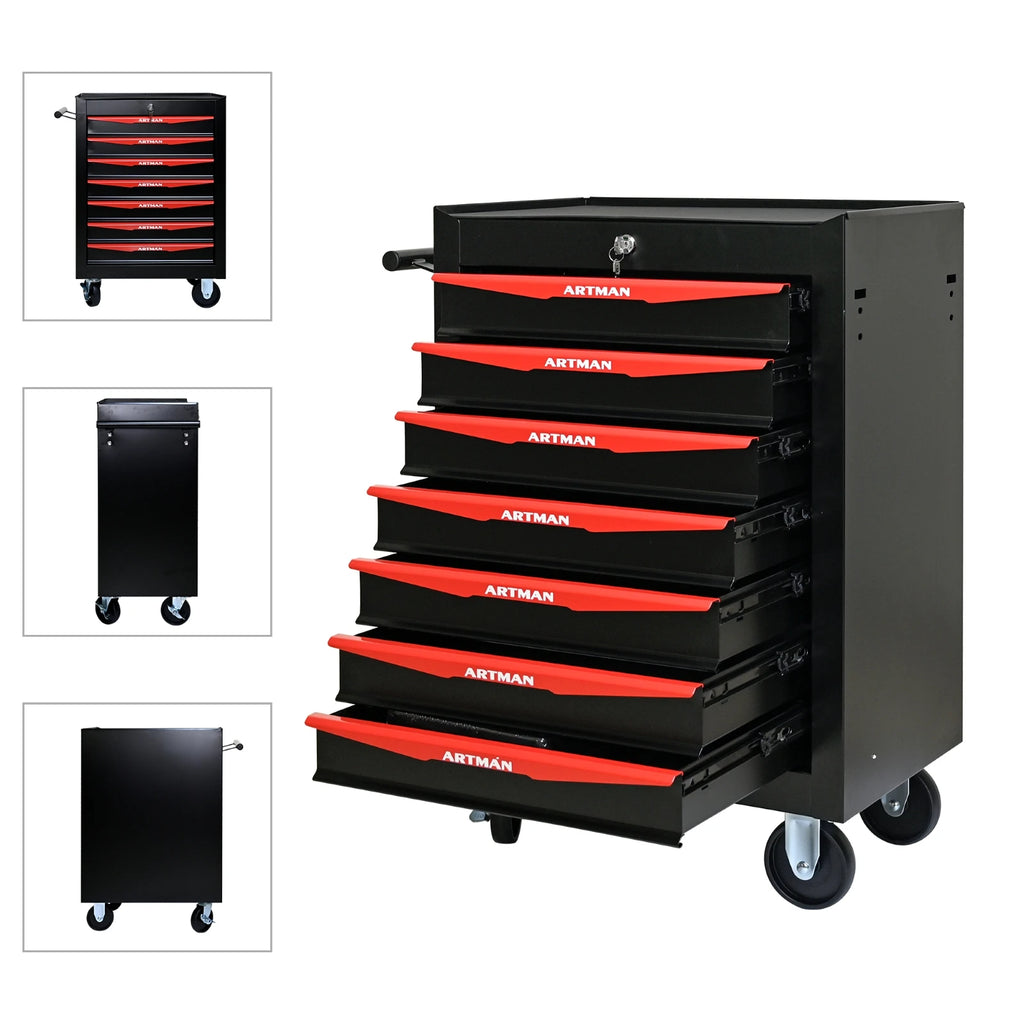 7 Drawer Rolling Tool Box Heavy-Duty Steel