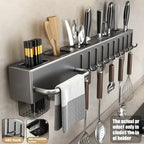 Wall-Mounted Carbon Steel Kitchen Organizer & Knife Storage