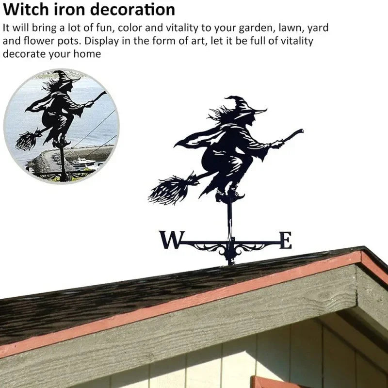 Metal Weathervane,Witch Iron Weather Vane,Sea Rover Wind Direction Indicator,Garden Decoration,Outdoor Roof Decoration,Gardening