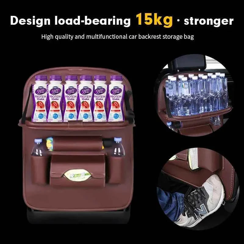 Back Seat Organizer with Foldable Table Tray Tablet Holder Tissue Box