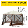 SucceBuy Pop-up Camping Gazebo Camping Canopy Shelter 6 Sided 12' x 12' / 10' x 10' Sun Shade Tents & Canopies Camping & Hiking