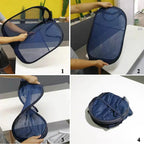 Grey 1PC Horizontal Foldable Laundry Basket Mesh Cloth Breathable Laundry Hamper Home Accessories Large Capacity Storage Baskets