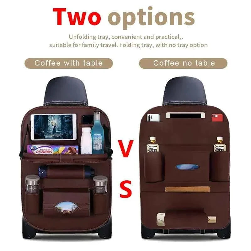 Back Seat Organizer with Foldable Table Tray Tablet Holder Tissue Box