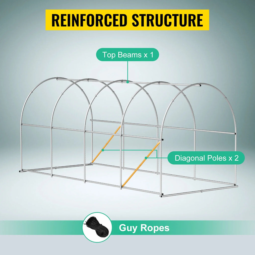 SucceBuy Walk-in Tunnel Greenhouse Galvanized Frame & Waterproof Cover 15x7x7/10x7x7/20x10x7/12x7x7 ft Greenhouses & Cold Frames