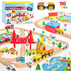 Joyfy 110/60 Pcs Wooden Train Set