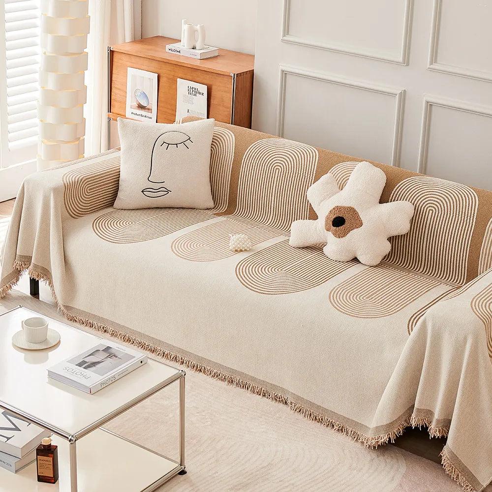 Double-Sided Moden Retro Chenille Couch Covers, Pet/Kid Friendly Protection