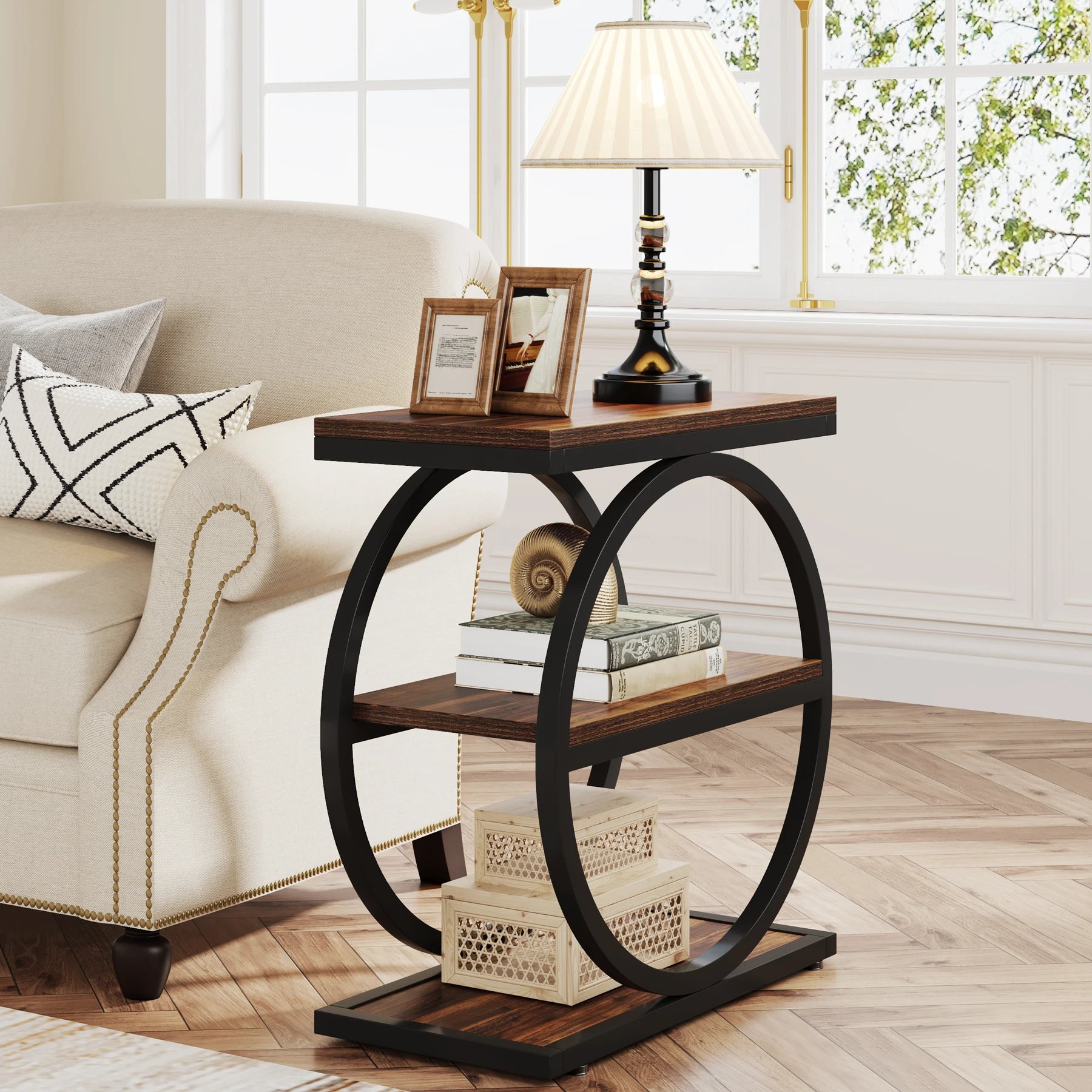 Modern/Retro/MCM End Table with 3 Storage Shelves