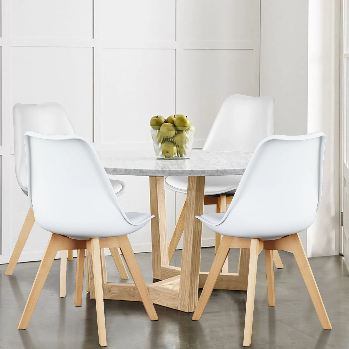 Set of 4 Wooden & PU-Leather Dining Chairs