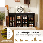 Shoe Storage Bench with Umbrella Stand 10-Cubby Entryway Shoe Rack Organizer