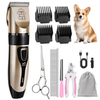 Ultimate Low Noise Dog Grooming Kit - Rechargeable Cordless Clippers for Dogs, Cats & Pets - Quiet & Efficient Red Trimmer Set