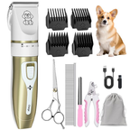 Ultimate Low Noise Dog Grooming Kit - Rechargeable Cordless Clippers for Dogs, Cats & Pets - Quiet & Efficient Red Trimmer Set