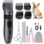 Ultimate Low Noise Dog Grooming Kit - Rechargeable Cordless Clippers for Dogs, Cats & Pets - Quiet & Efficient Red Trimmer Set