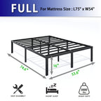 Heavy Duty Metal Bed Frame Platform Mattress Foundation No Box Spring Black