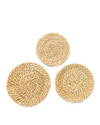 Wall Basket Set 3 piece Natural Seagrass and Latania Palm Leaves