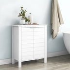 Bathroom Linen Cabinet with Storage Shelf in White Wood Finish Media Storage Towel Bathroom Bedroom Entry Kitchen Office