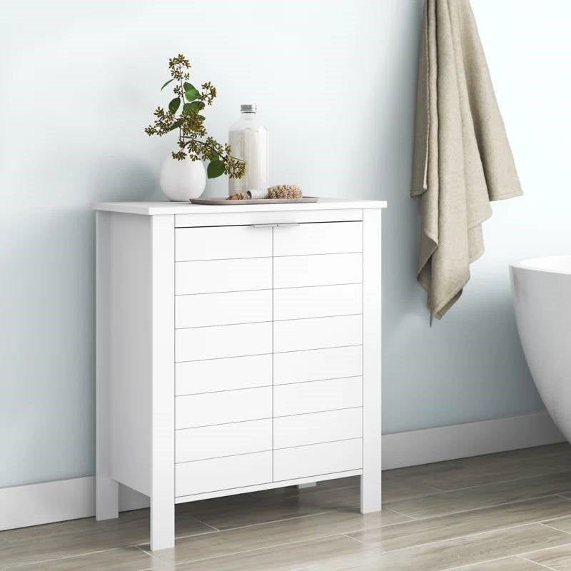 Bathroom Linen Cabinet with Storage Shelf in White Wood Finish Media Storage Towel Bathroom Bedroom Entry Kitchen Office
