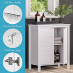 Bathroom Linen Cabinet with Storage Shelf in White Wood Finish Media Storage Towel Bathroom Bedroom Entry Kitchen Office