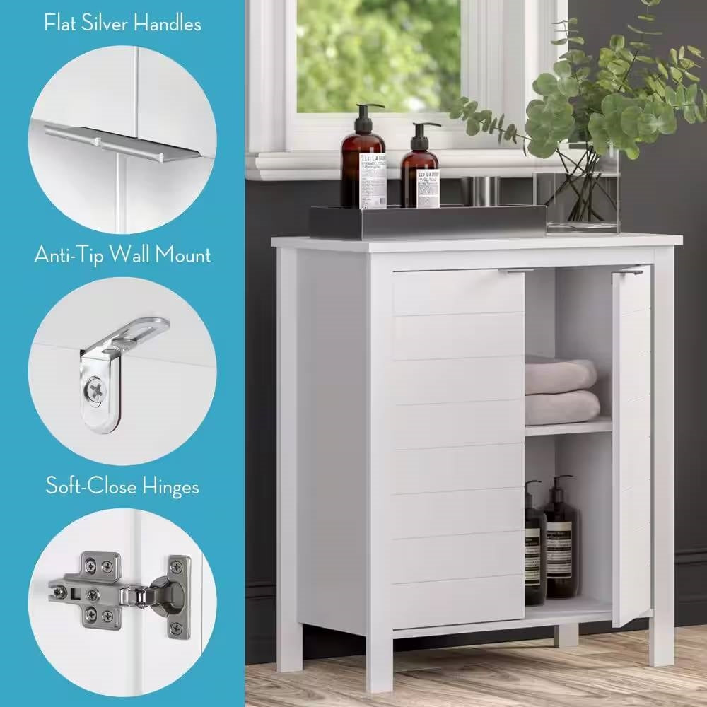 Bathroom Linen Cabinet with Storage Shelf in White Wood Finish Media Storage Towel Bathroom Bedroom Entry Kitchen Office