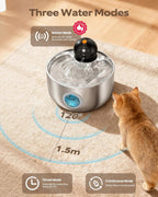 Wireless Cat Water Fountain Battery Operated Motion Sensor 2.6L Quiet