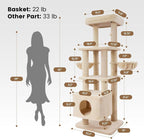 Gardner Pet 65In Heavy Duty Cat Tree Tower for Large Cats, Multi-Level Cat Furniture with Replaceable Sisal Scratching Post, Hammock | Extra-Large Platform & Condo