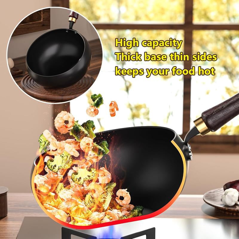 Thick Japanese Iron Pan, Uncoated Cast Iron, Hand-Forged Non-Stick Pan High-Purity