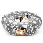Cat Tunnels for Indoor Cats, 35'' Plush Cat Tunnel Bed Christmas Tree Skirt with Playful Ball and Circle Cushion, Foldable Peekaboo Cave, Interactive Toy