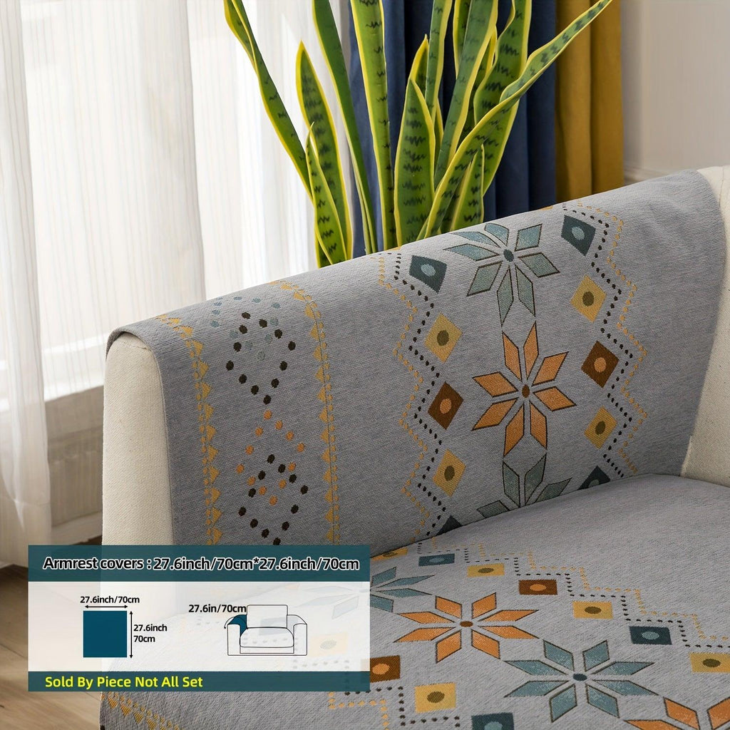 Geometric Bohemian Chenille Slipcovers Pet/Kid Friendly Washable