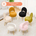 Teddy Velvet, Storage Vanity Stool Chair with Folding Back, Make-Up, Office, Bedroom
