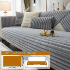 Luxurious Rabbit Fur Sofa Slipcover | Non-Slip Light Grey for Pet/Kid Protection