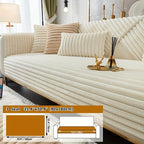 Luxurious Rabbit Fur Sofa Slipcover | Non-Slip Light Grey for Pet/Kid Protection