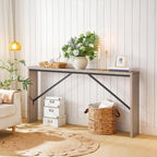 62.2 Inch Greige Industrial Console Table For Entryway