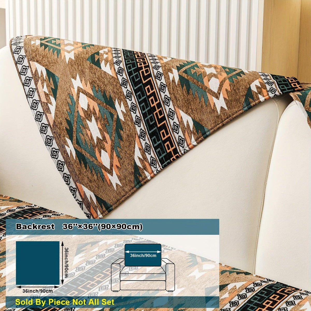 Boho Winter Couch Cover - Chic Snow Chenille Pet Protector
