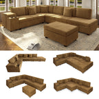 L-Shaped Sectional Sofa Set with Removable Ottoman