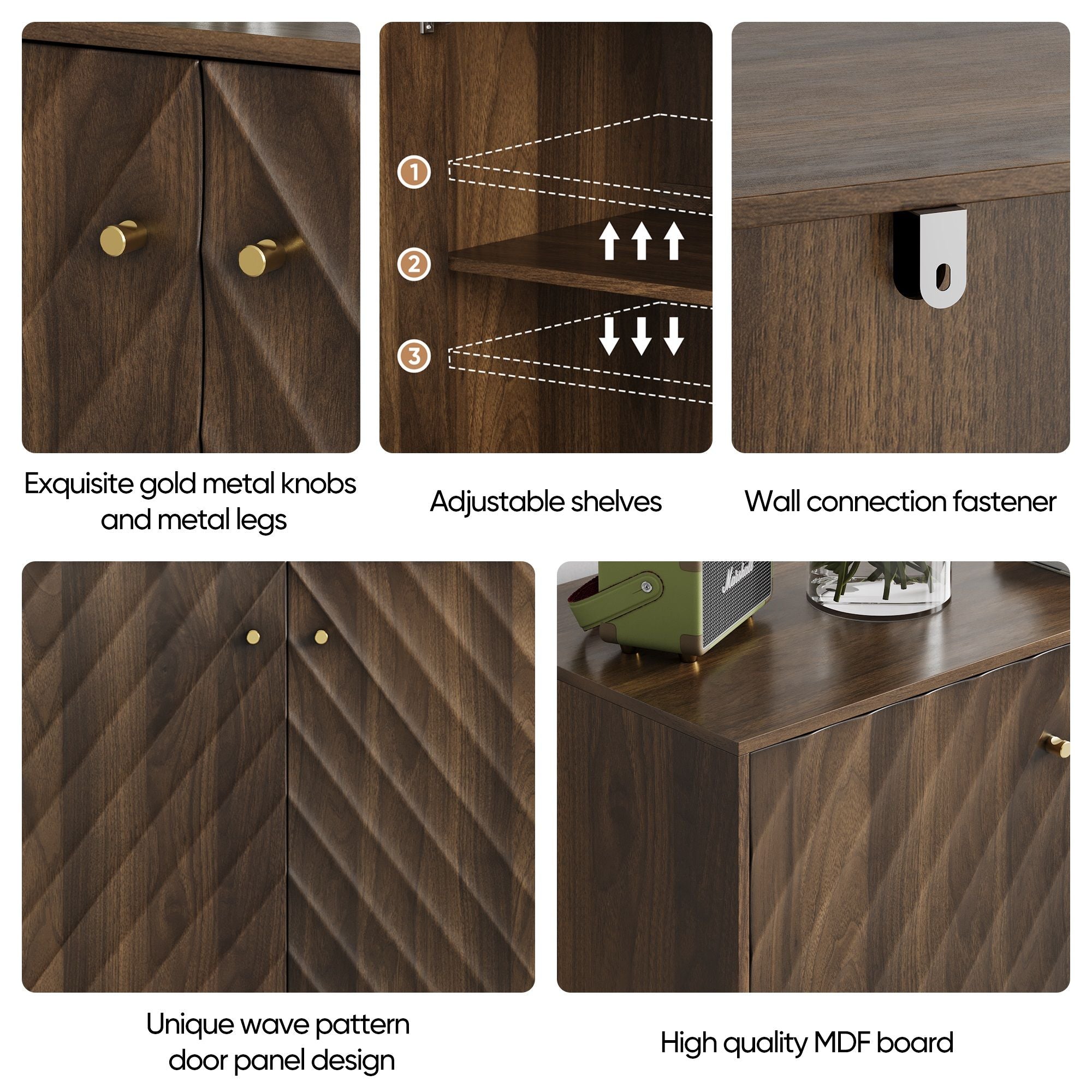 Console Entry Cabinet, Sideboard Buffet With Storage For Entry, Living Room - Walnut
