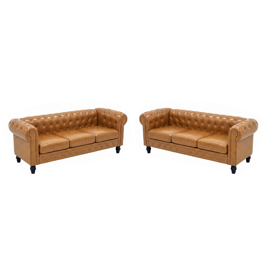 2PC Elegant PU Leather Sofa Set