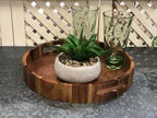 Acacia Wood Round Serving Tray 15 Inch Charcuterie Board With Handles