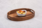 Acacia Wood Small Oval Serving Tray Handcrafted Durable Natural Decor